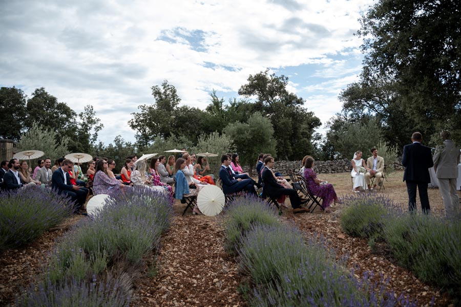wedding couple during their secular ceremony outside at a wedding venue in Provence